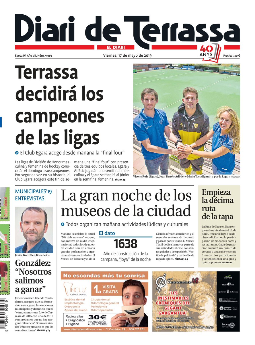 🗞  PORTADA ❗ "#Terrassa decidirá los campeones de las ligas" bit.ly/diarideterrassa #F4Egara
