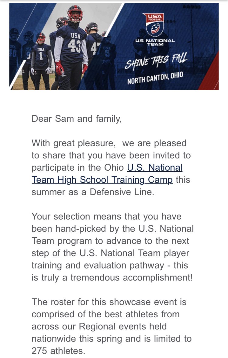 sambranco617's tweet image. This is an absolute honor! I know I’ll be preparing for this everyday and plan on bringing my Top Game to Ohio! #USALLIN #ALLIN2019 #football