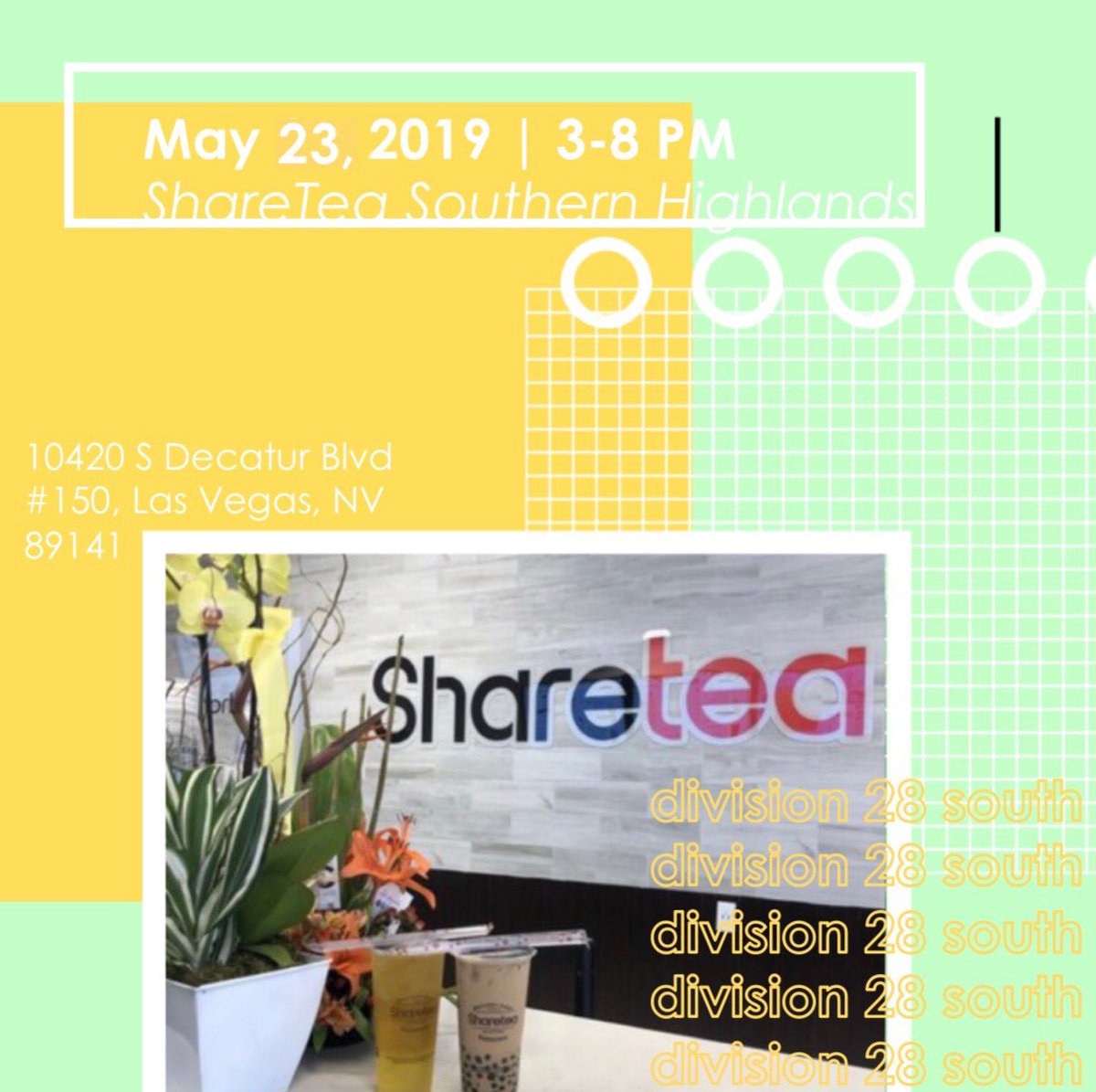 d28sseamonkeys's tweet image. Come on down to our FIRST PTP fundraiser of the year at the Sharetea at Southern Highlands!  15% of all purchases during the time shown will benefit the Pediatric Trauma Program.  NO FLYER NECESSARY!