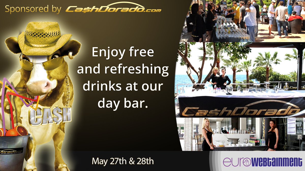 EWT_Eurowebtain's tweet photo. Keep cool this @EWT_Eurowebtain with our refreshing drinks at the day bar, courtesy of our friends at CashDorado ! 🍹Visit ➡️https://t.co/xJzYD5JvWl
Register today➡️ https://t.co/zsw7mTFPsb
#eurowebtainment2019 #adultindustry #onlineentertainment #digitalmarketing https://t.co/rL3djNn9Fx