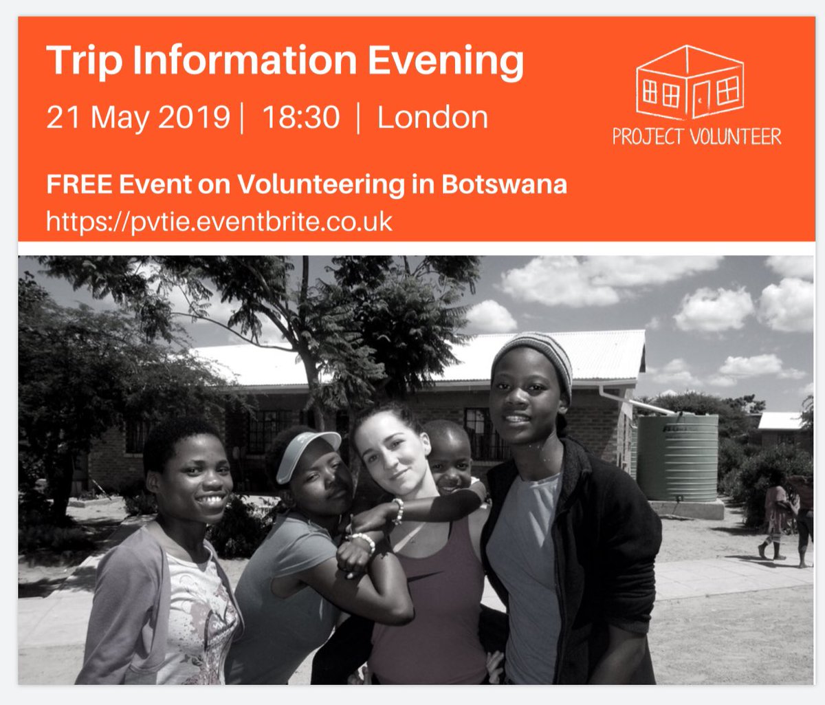 PVolunteer's tweet photo. Are you interested in volunteering in Botswana? Join Project Volunteer at our ‘Trip Information Evening’ this Tuesday 21st May!
.
https://t.co/HhqAuga8Jt
.
#volunteering #volunteer #volunteertrip #botswana #botswana🇧🇼 #givingback https://t.co/xhCwc4zRUC