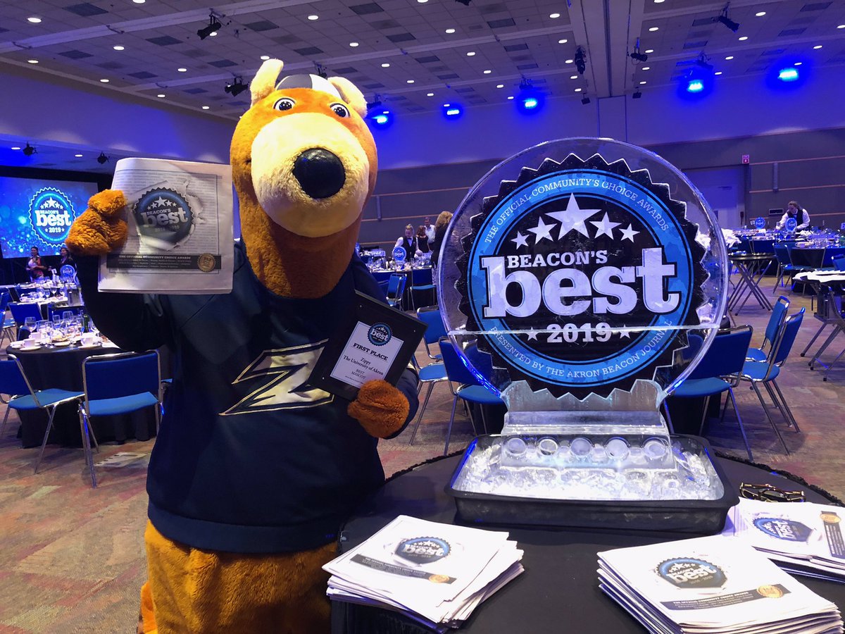 Once again, our girl Zippy won Best Mascot from @ohiodotcom. We just love her and are so glad all of you do too! 
UA also won Best Local College at the Beacon’s Best Awards this evening at the John S. Knight Center. 💙💛 #TeamZippy #GoZips #BeaconsBest
