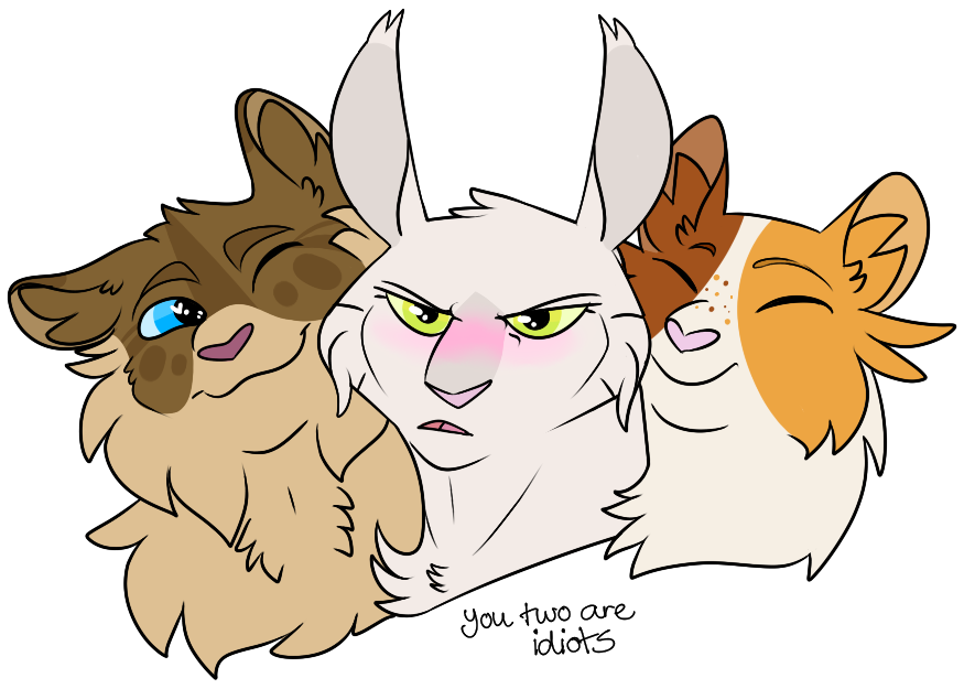mechafeline's tweet photo. I doodled some lil things of my three warrior children. I love these losers so much. ;w; #mechafeline #warriorcats #warriorsocs #warriorcatocs #foxtail #whitefox #wavewatcher https://t.co/l8UBNUy9bt