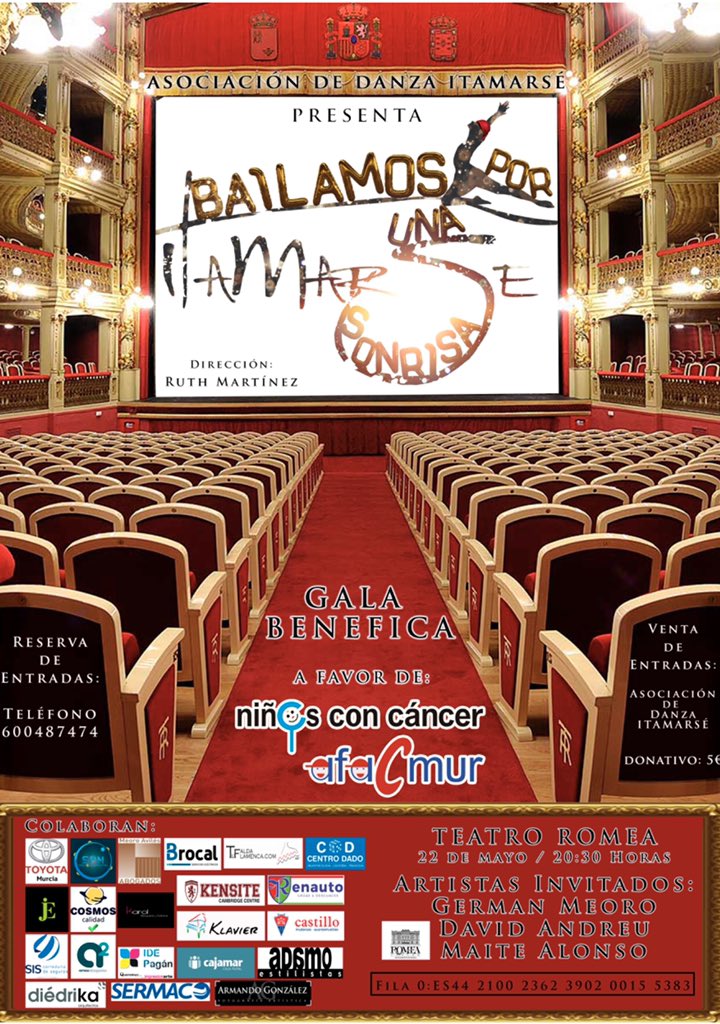 Jarut55's tweet photo. Comienza la cuenta atrás !!! #bailamosporunasonrisa #murcia #teatroromeamurcia #teatroromea #asociaciondedanzaitamarse #murciasemueve @germanmeoro @daviandreu @itamarse https://t.co/ZpXpaOQoHK