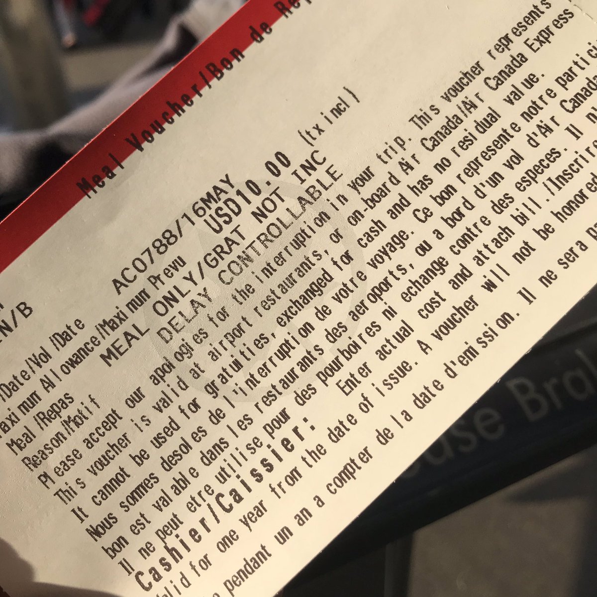 LOL  our <a href="/AirCanada/">Air Canada</a> flight out of <a href="/flyLAXairport/">LAX Airport</a> is delayed 3 hours, but don’t worry - we got a meal voucher for $10 USD. I guess Air Canada thinks a bag of chips and sharing a water is a “meal”.  #Travel #traveling #AirCanada #funny