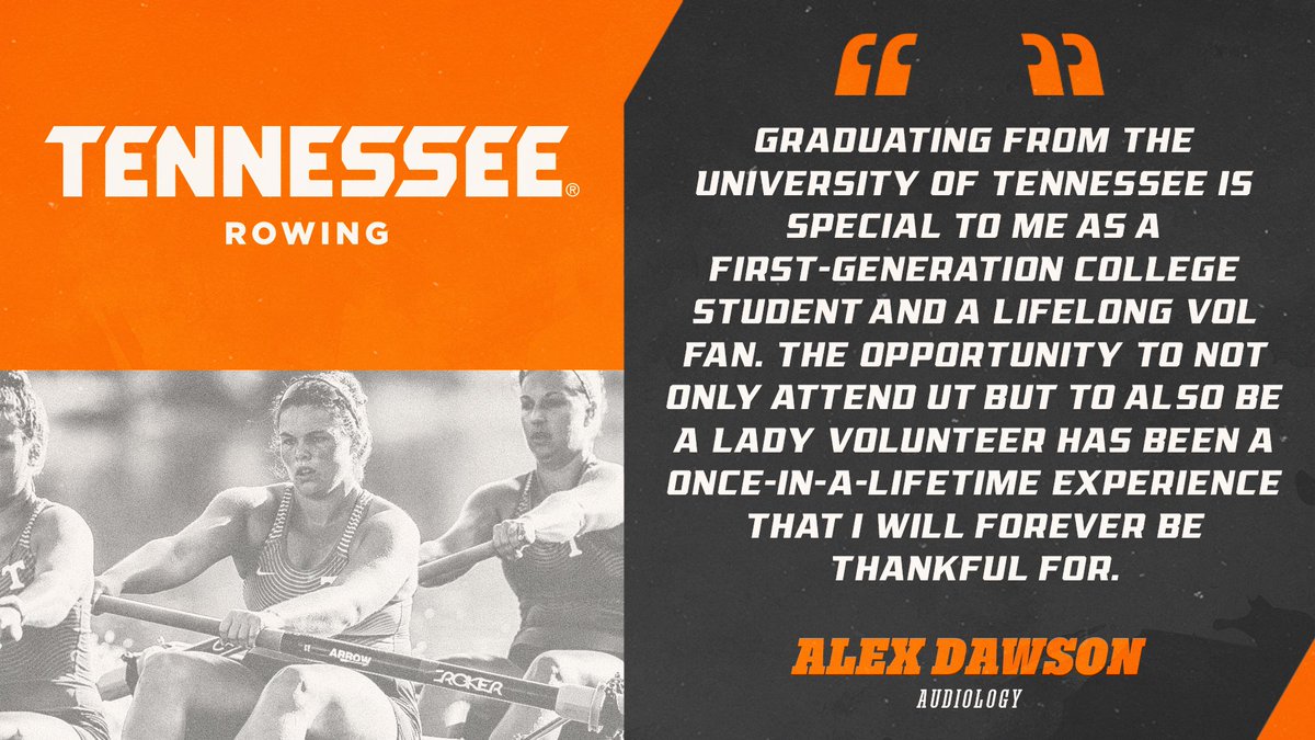 Vol_Rowing's tweet photo. One degree down, one to go! Senior @alex_dawson33 is headed for a clinical doctorate at @uthsc! 👂🎓🧡
➡️ https://t.co/SShG3Ly38T https://t.co/ncUj9rV6CA