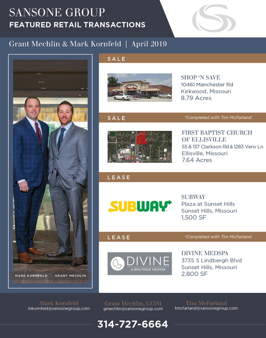 SansoneGroup's tweet photo. H. D. Thoreau said that "Success usually comes to those who are too busy to be looking for it." Definitely holds true for these guys. Congrats to Grant and Mark on another great list of deals!
#sansonegroup #CRE #realestatedeals #brokerage https://t.co/ZPyJAnb9kJ