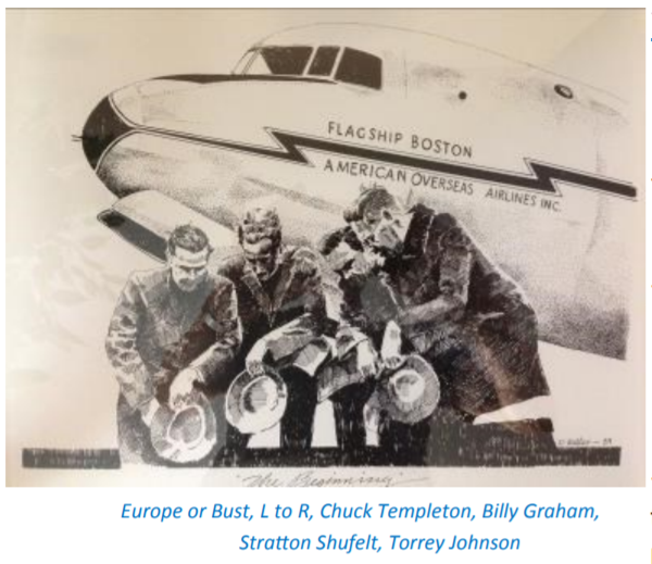 YFCintl's tweet photo. Throwback Thursday: In March, 1946, Torrey Johnson, Billy Graham, Chuck Templeton, Strat Shufelt and Hearst reporter, Wes Hartzell, formed the first overseas team to Europe. #tbt #ThrowbackThursday #youthforchrist #history #legacy #rememberbilly https://t.co/rglc9btmr9