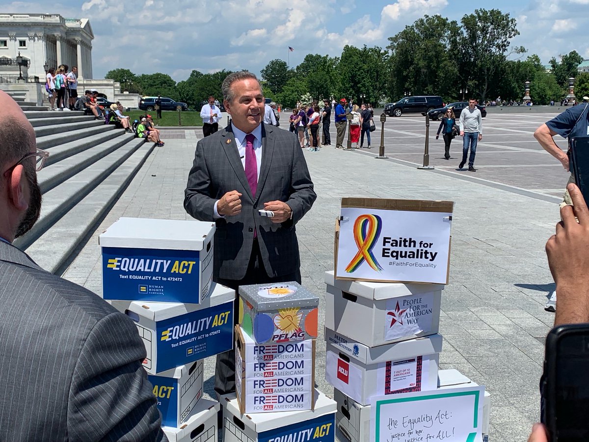 HRC and coalition partners deliver 165,000 petitions to Rep. Cicilline on Capital Hill urging Congress to pass the Equality Act.