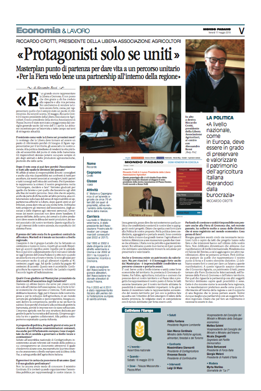 mondopadano's tweet photo. Riccardo #Crotti a tutto campo: «Protagonisti solo se uniti».
@Libera_CR #impresa #agricoltura @CremonaFiere #mondopadano
https://t.co/TvlWLSCXCC https://t.co/UtUcykhmZQ