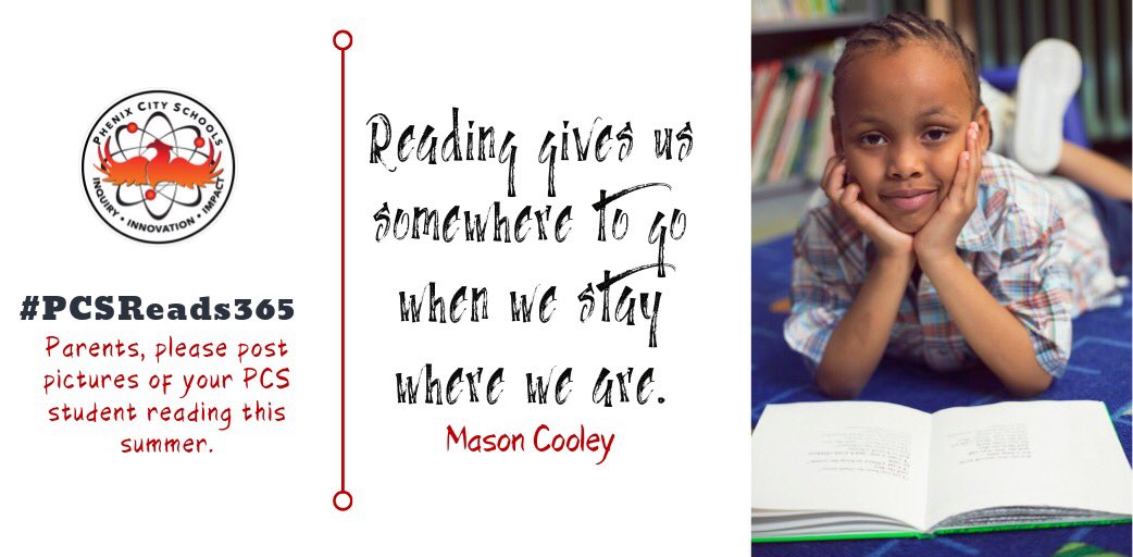 itsinpc's tweet photo. Where will your child read this summer? PCS parents, post your pics with #PCSReads365. Can’t wait to see them reading! https://t.co/qUn4ne4fO8