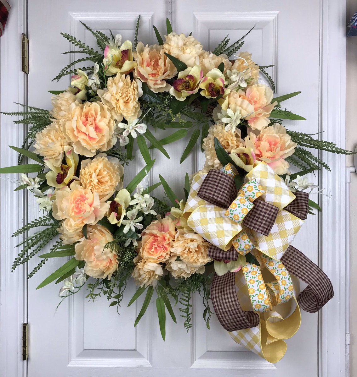 etsy.com/shop/bonnyscra…      #summerwreath #peonywreath #designerwreath #wreathmaker #frontdoorwreath #insidewreath #housewarmingwreath #orchidwreath