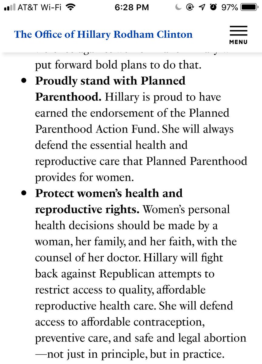 @Morning_Joe @morningmika @HillaryClinton’ s campaign warned you all that this could happen and made access to #ReproductiveHealthCare and #WomensRights part of her campaign . Have you ever checked her website? #Onward #StillWithHer 
hillaryclinton.com/issues/womens-…