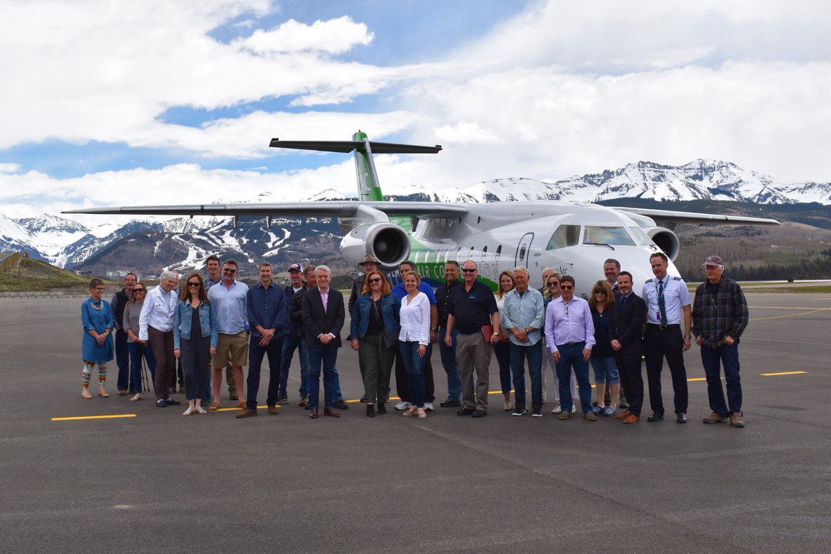 DenAirConnect's tweet photo. What a great day in Telluride, CO for our first passenger service to the TEX airport (9069ft on the ground!!!) Thanks to all who came out, and we look forward to serving you to/from Telluride!

9News: https://t.co/kZVRE0EXCN 

Book with DAC here: 👇
https://t.co/qujV2q4MDq https://t.co/tNJ43MpiSN
