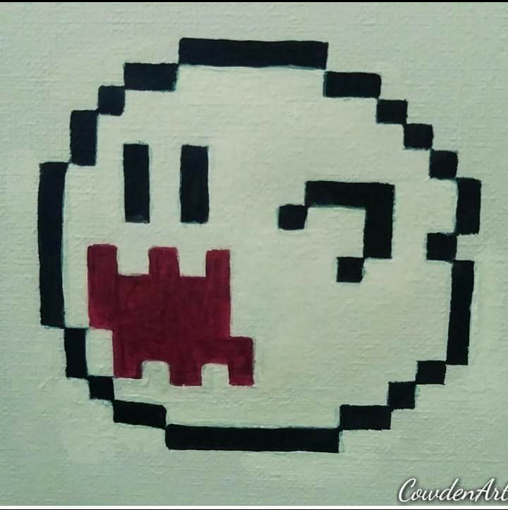 CowdenArts's tweet photo. I free hand painted a little boo!
#videogameart #nerdstuff #paintings #AcrylicPainting #games #mario #retrogameart #Retro #retrogames #boo #gameart https://t.co/FsXFmlmJSB