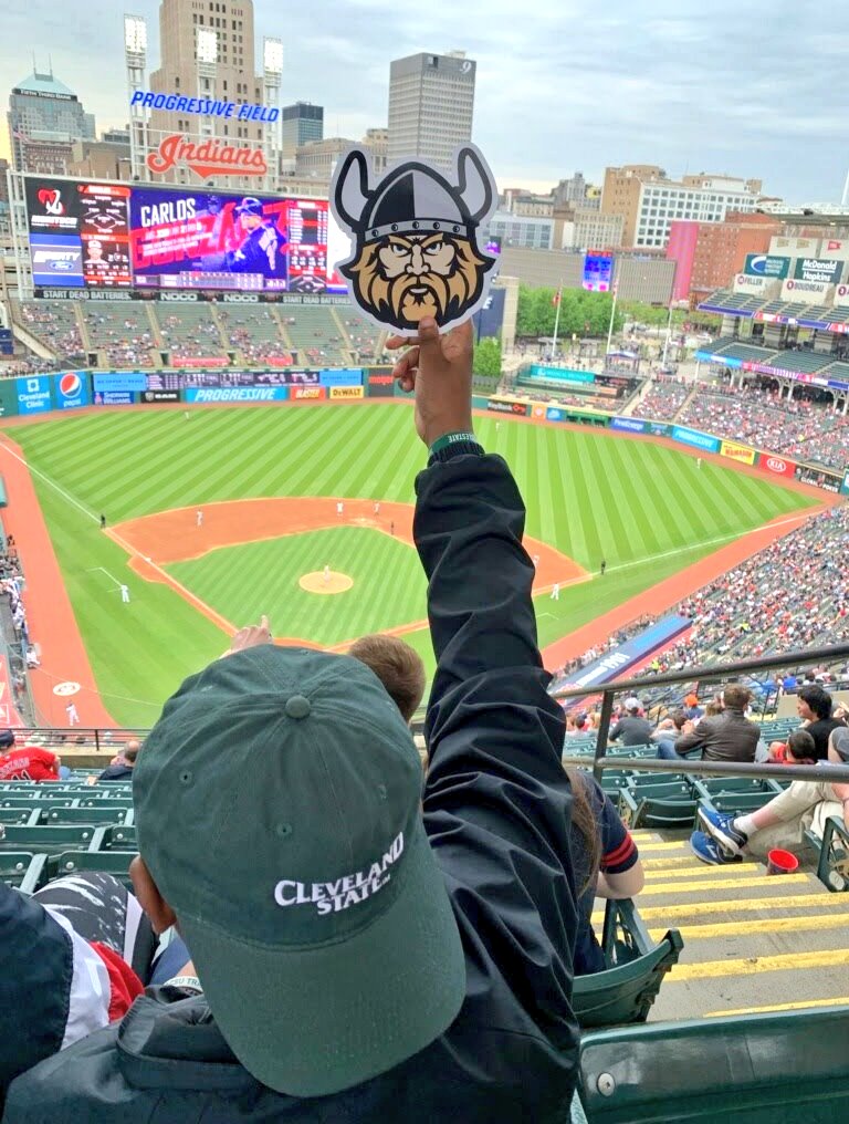 CLE_State's tweet photo. Enjoying @Indians baseball with future Vikings! #CLEstate2023 https://t.co/02lpqe2nDp