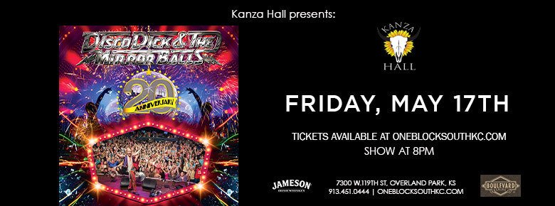 Disco Dick &amp; The Mirror Balls THIS #FlasbackFriday at #KanzaHall! Don't miss out on this killer show!