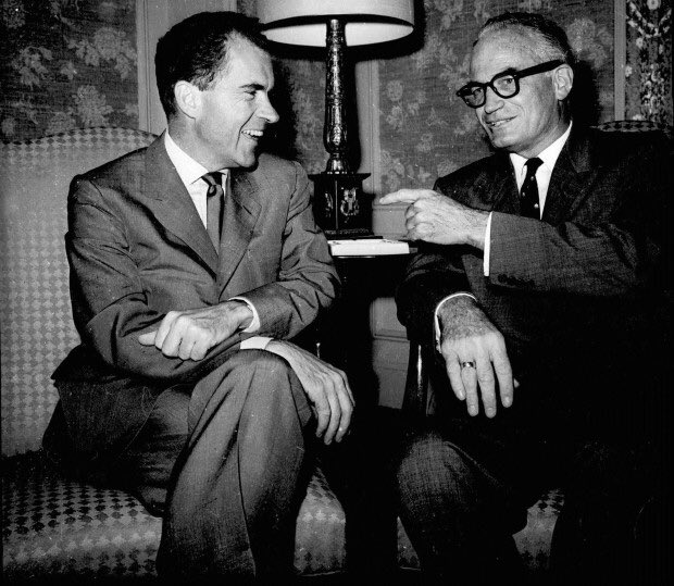 SicTransit34's tweet image. .@dick_nixon Sir, a delegation of GOP senators met w/you two days before you resigned. If Barry Goldwater had said, “Mr President, let the Dems impeach you. I can guarantee you no GOP senator will vote to convict b/c we support you unconditionally.” Would you still have resigned?