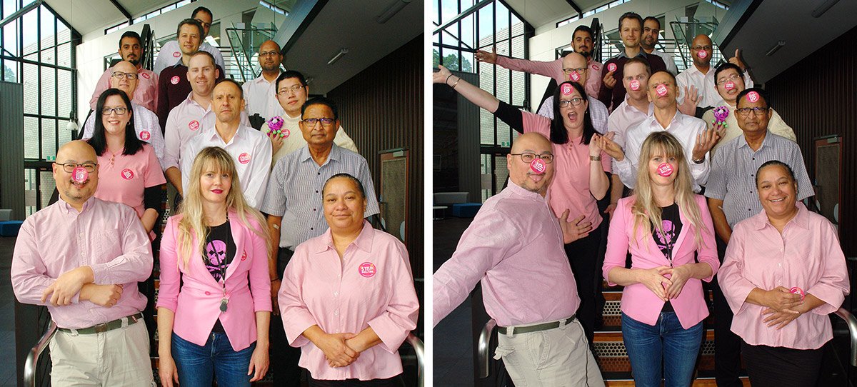 NZHERA's tweet photo. Zero tolerance for bullying #PinkShirtDayNZ @NZHERA At HERA our values for a positive and safe environment shows as our team proudly supports Pink Shirt Day and stand together against behaviour that puts anyone down. #SCNZ #steltech https://t.co/hEa2oPhz63