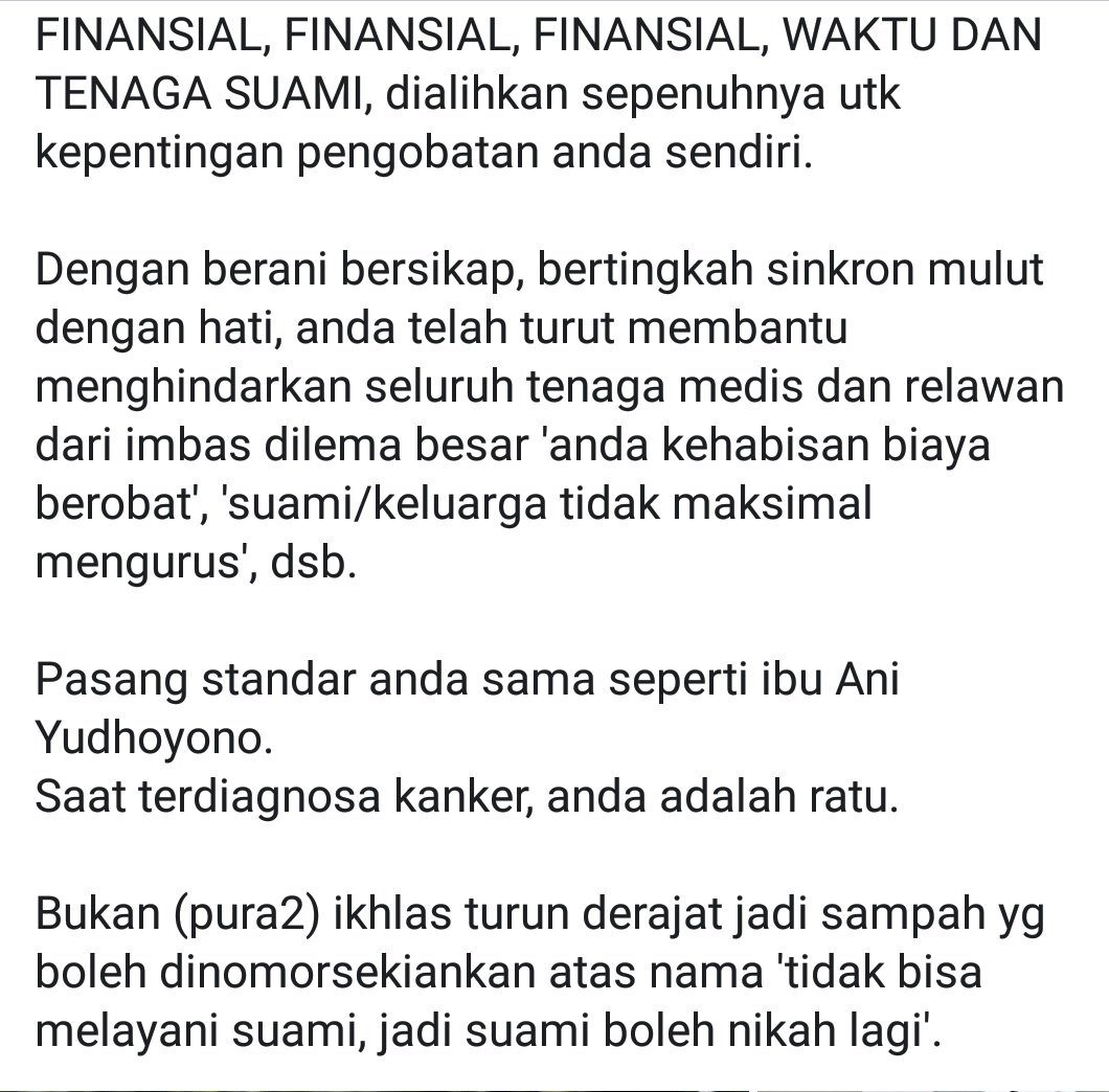 ulil's tweet photo. Pak SBY adalah teladan yg keren dalam mendampingi isteri yg sedang menderita kanker.

He deserves to be the ambassador of families whose members suffer from and struggle with cancers.

Kita doakan semoga Ibu Ani sembuh. 

Catatan berikut ini layak dibaca. https://t.co/D0J2IIIndv