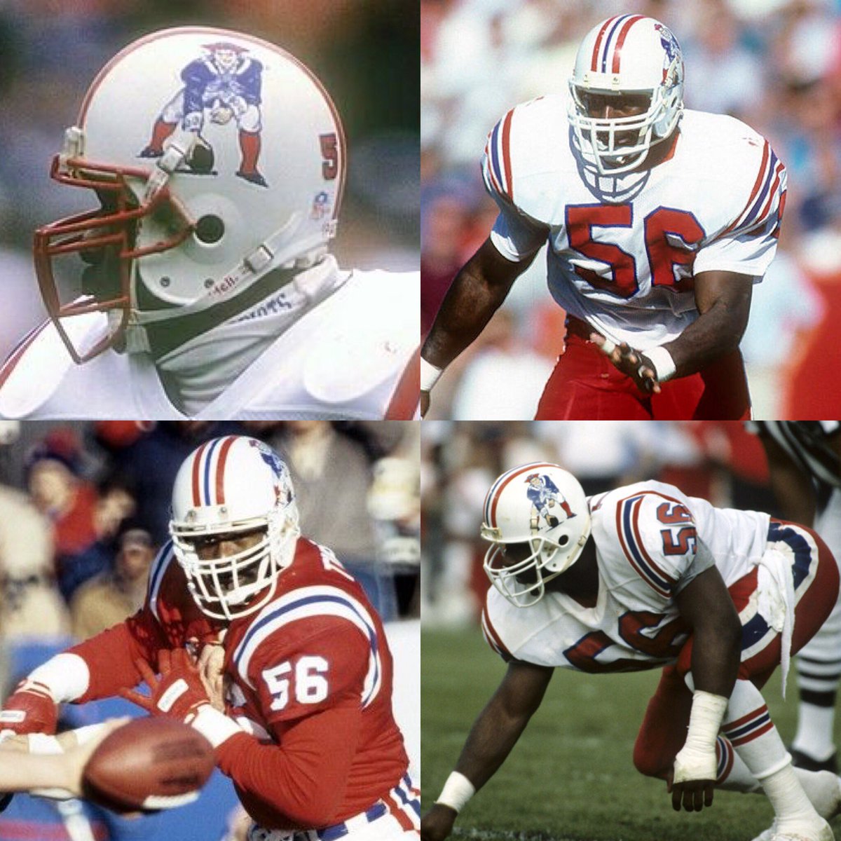 ban1helmetnfl's tweet photo. There are certain guys in the history of the NFL that truly emanated βlinebackerβ. In my opinion, @AndreTippett truly fits that bill. A well-deserved Hall of Famer, and in Patriot Pat regalia. @ProFootballHOF @nfl #Ban1HelmetRule #nfl #NFLThrowbacks https://t.co/4LQvUk0RRM