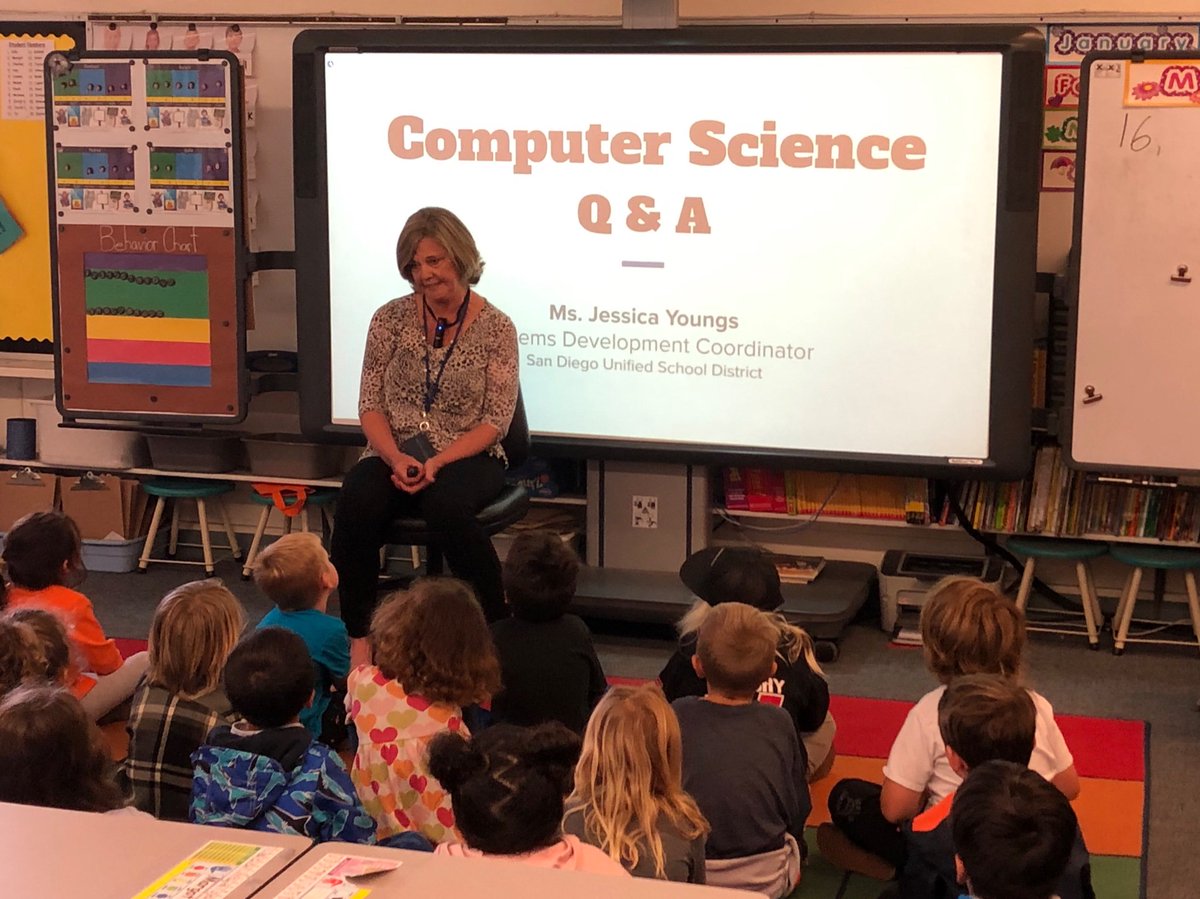 leathers_sd's tweet image. These lucky Ks @OBESchool launched their STEAM coding unit today by talking with a computer programmer from our district office! #computerscience4all #BetterSD