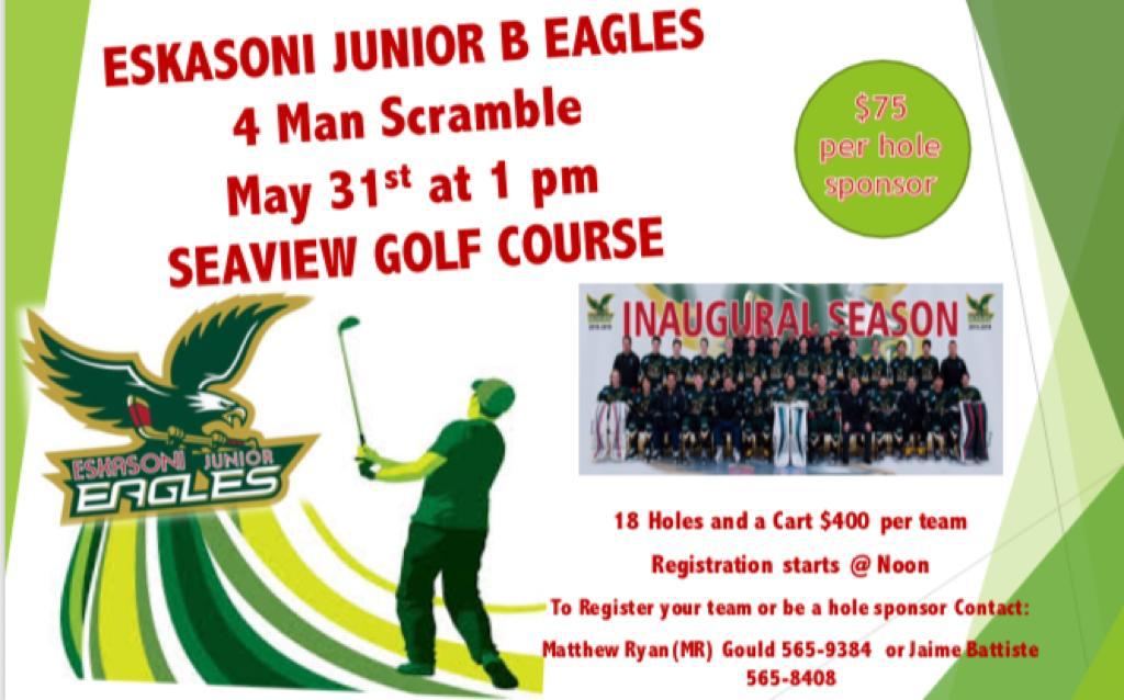 EskasoniE's tweet image. We will be hosting a 4-Man Scramble at the Seaview Golf Course on May 31st.  For more information or to register, please contact MR Gould or Jaime Battiste #GoEaglesGo #Hutchaa #PlzRT