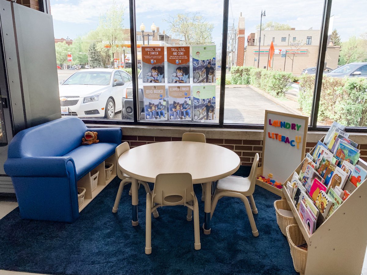 MWLaundries's tweet photo. .@2SmallToFail and @laundrycares is doing some exciting work to promote children’s literacy and we were happy to lend a hand getting the first 10 laundromats in Chicago all set up with these beautiful spaces. Learn more about how to get involved next month @TheCleanShow! https://t.co/muVaKuDQ1J