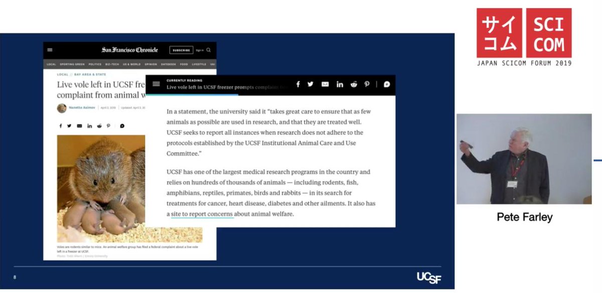 girlandkat's tweet photo. When responding to a crises at your institute, be responsive by preparing media statements—suggests @cairdin #jsf19— Even a negative article will want your response, allowing an opportunity to put the issue in a broad context, such as explaining why animals are used in research. https://t.co/ZLY417A7Bt