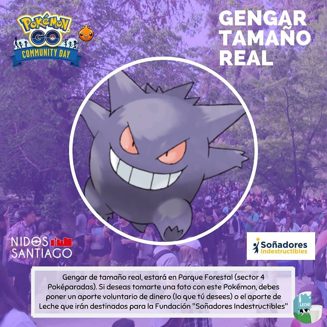 pokegochile's tweet photo. Junto a nuestros amigos de nidos santiago tendremos un gengar de tamaño real para este #communityday también pediremos un pequeño aporte para la Fundación @soindestruc NO te olvides de ir!!!! @PokemonGoApp @johnhanke @ohtellez @AlolanBunny @PokemonGOespana @CommunityGONews https://t.co/6hDbRkHg6h