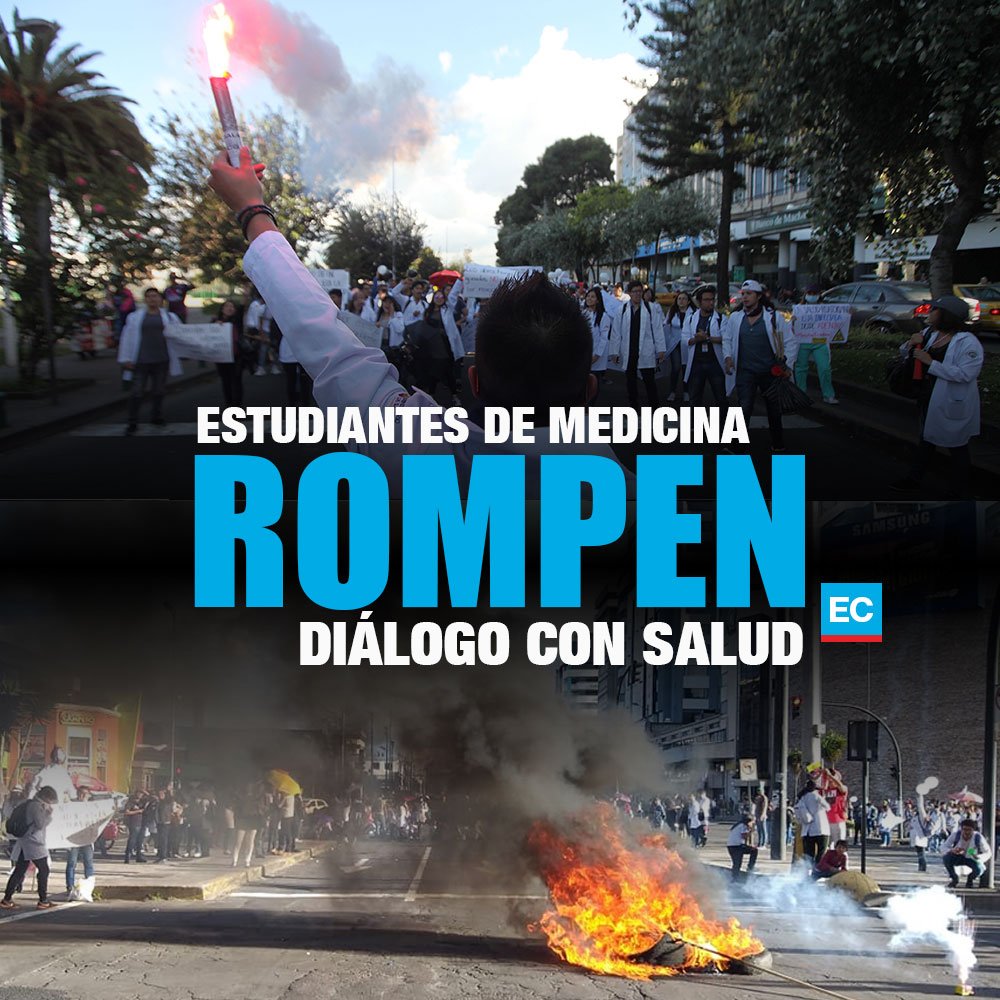 elcomerciocom's tweet photo. #ATENCIÓN | Internos rotativos rompen el diálogo con autoridades del Ministerio de Salud e intensifican protestas. Esta tarde los estudiantes de Medicina quemaron llantas y obstaculizaron el tránsito en el norte de Quito » https://t.co/J5Gw1gkg3V https://t.co/vq7LJWSZ6Y