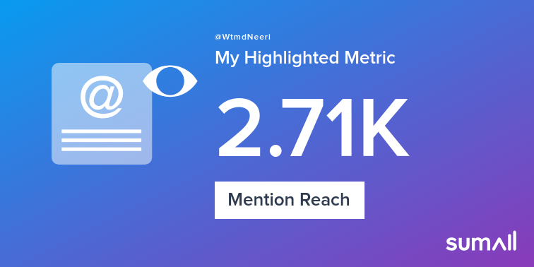 My week on Twitter 🎉: 4 Mentions, 2.71K Mention Reach. See yours with sumall.com/performancetwe…