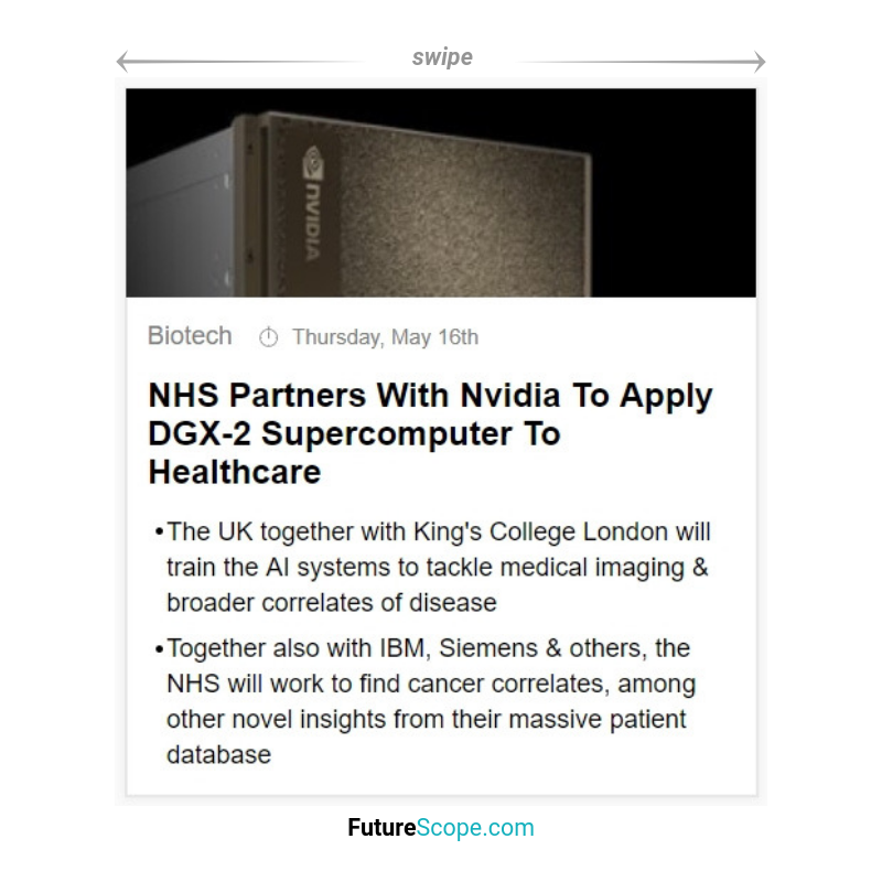 FutureScopeNews's tweet photo. Latest breakthrough #innovationinsight
NHS Partners With Nvidia To Apply DGX-2 Supercomputer To Healthcare
#NHS #nvidia #AI #ArtificialIntelligence #healthcare #medicines #Innovations #Singularity #trends #future #futurist #futuristic #futurism #futurescope https://t.co/O8gHm00aUR