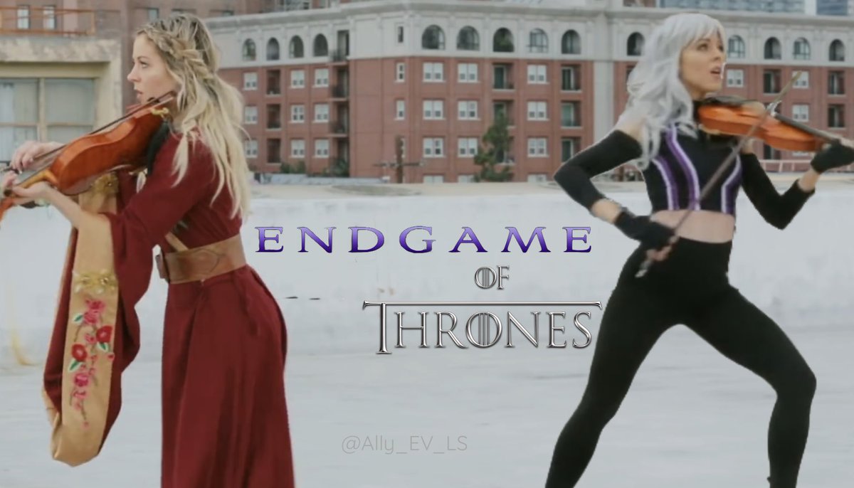 AllySugi's tweet photo. This mashup is an absolute masterpiece. Here’s a couple edits from the #EndGameOfThrones music video! These outfits are awesome! @LindseyStirling #stirlingite #lindseystirling https://t.co/zPHda9XgBC