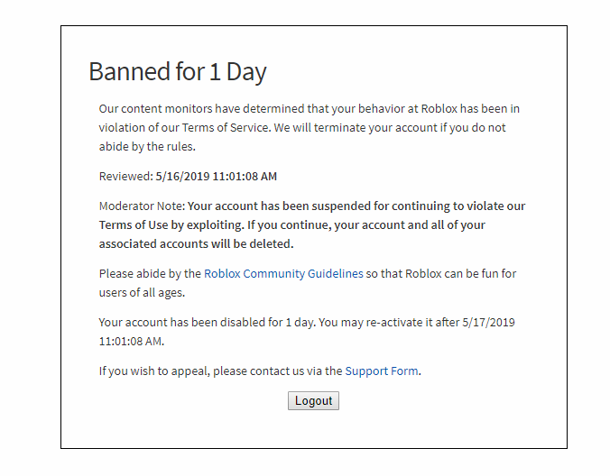 Andrew Bereza On Twitter Thank You Roblox For Finally Dropping The Hammer On Malicious Game Exploiters Let Us Hope That This Is Just The First Of Many Actions To Beat Back These - how to login to roblox if it doesn 39