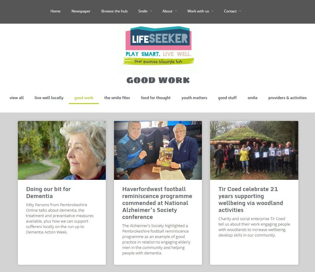 The amount of 'good work' happening in west Wales is quite overwhelming and before Life Seeker, there wasn't a place to celebrate the successes of the work that local charities, social enterprises and organisation do for the community. Have a browse... bit.ly/2vOtI1g