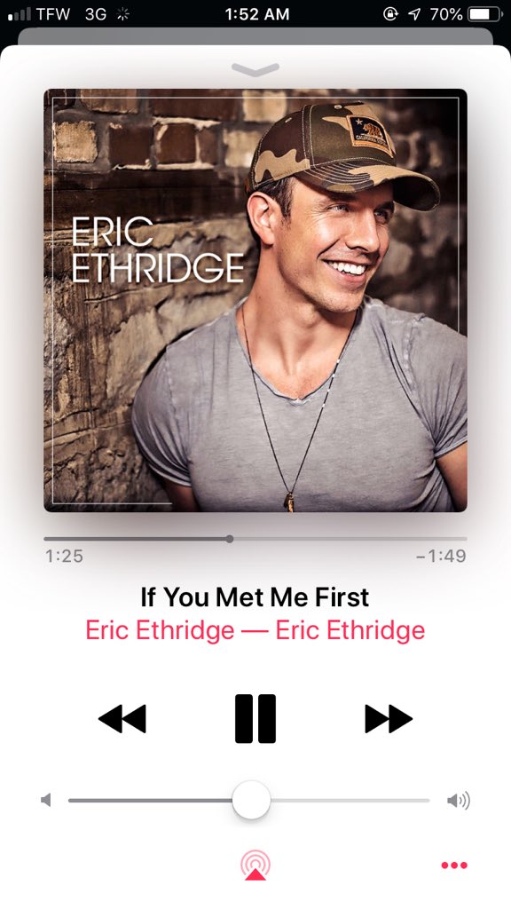 jessica_36tn's tweet photo. Absolutely love this song @EricEthridge 💗💗Have it on repeat💗💗 #IfYouMetMeFirst #countrymusic https://t.co/ka5YEgzFgg