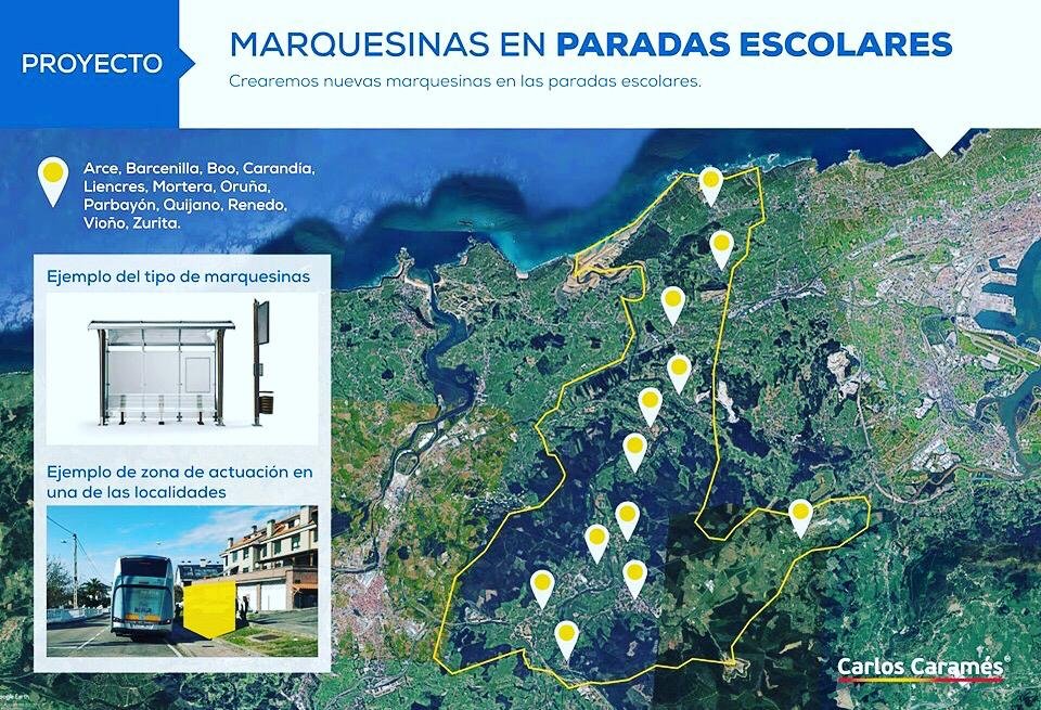 #Pielagos. El PP de Piélagos que encabeza Carlos CARAMÉS construirá marquesinas en las PARADAS de BUS ESCOLAR.