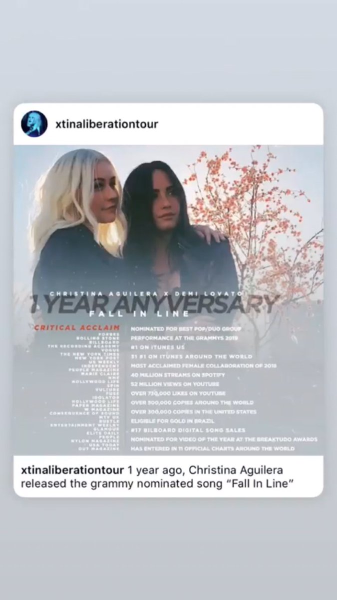 WaitinForDemiIt's tweet image. Christina e Demi da Instagram Story ❤️ #1YearAnniversaryOfFallInLine 
@xtinaIT