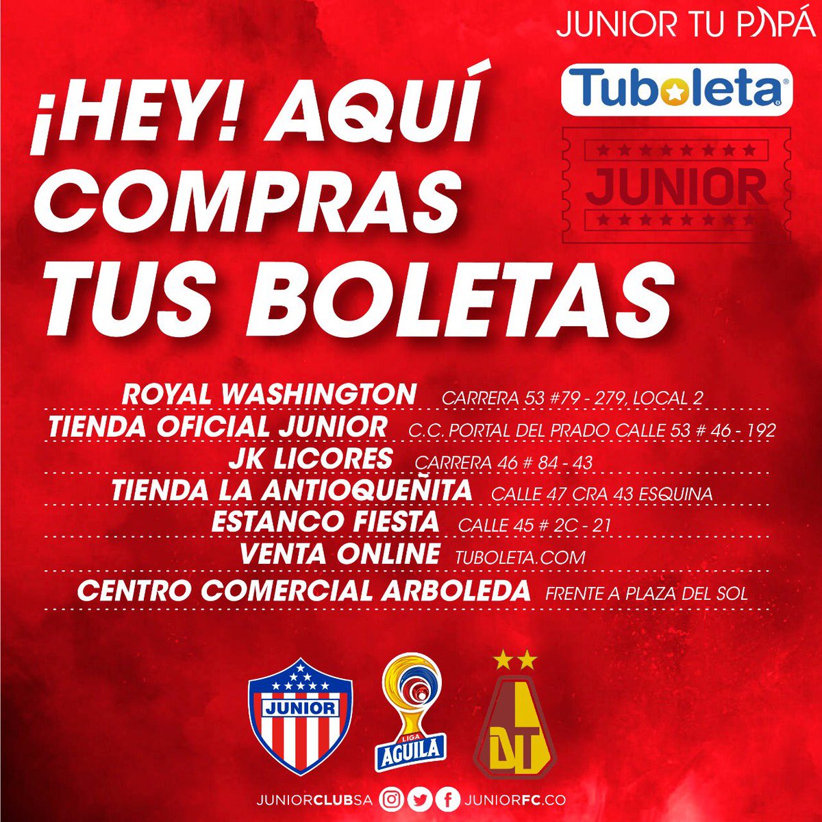 🇦🇹⚽️| ¡PORQUE ESTE AMOR NO PARA! El domingo al estadio, todos a hacernos sentir porque vamos a demostrar que estamos unidos en este camino. Desde ya compra tus boletas y disfrutemos juntos hasta el final. ¡RT SI VAMOS JUNTOS EL DOMINGO! #VamosJunior🔴⚪️🔵