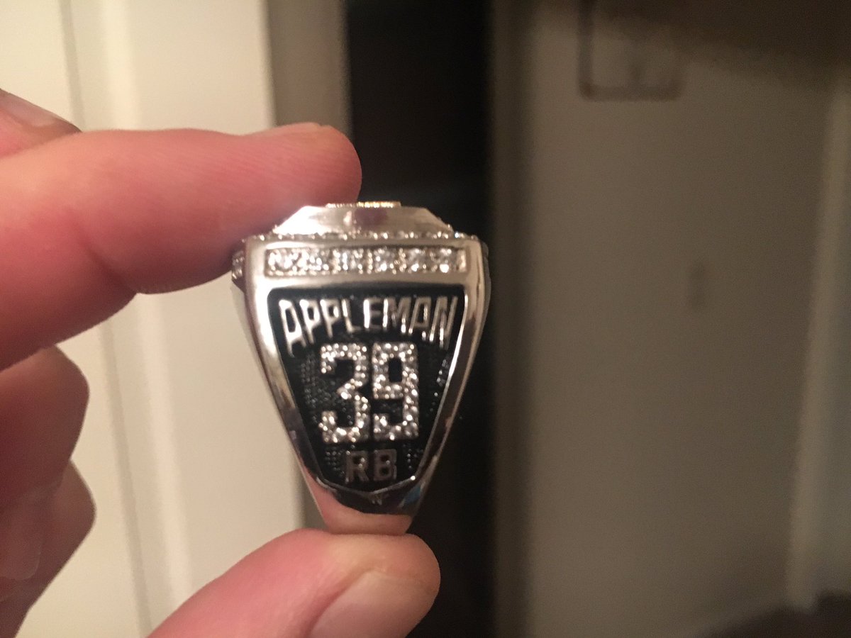 MA_Deuce's tweet photo. When you grind as hard as @ChefGBaby_ always has—special things happen...Griff gets it done in the classroom &amp; on the gridiron. I’m super proud of all Griff has accomplished, he just keeps going &amp; going. 

Mount St. Joseph Lions were Conference Champs &amp; Griff got his ring today! https://t.co/brkFWMOZof