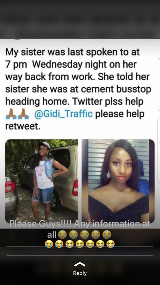 AtexXeta's tweet image. Adewura Bello is missing since Wednesday (15/05/2019).

Please if you see her kindly report at the nearest #police station.

#security #safety