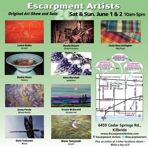 Our #EscarpmentArtists Art in the Country Show is coming up soon. First weekend of June in #Killbrideon #burlon #miltonon
