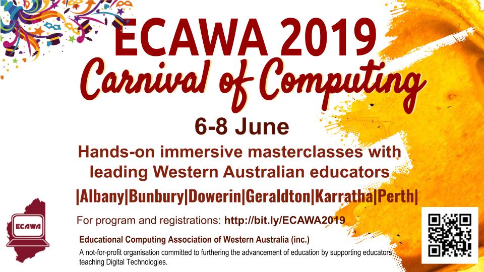 <a href="/DowdNatalie/">Natalie Dowd</a> @DoonaB72 <a href="/superdavey/">David Brown</a> @lindamciver <a href="/SmagsF/">Michelle Fitzpatrick</a> <a href="/winthework/">Sue Findlay</a> <a href="/JanelleDDixon/">Janelle Dixon</a> <a href="/JustStartITCo/">Just Start IT</a> @Karentton <a href="/kimbowa/">Kim Flintoff</a> <a href="/rachaellehr/">✨Rachael Lehr✨</a> <a href="/MAWAinc/">MAWA</a> <a href="/MrZacMatthews/">MrMatthews</a> <a href="/eyesonyoumedia1/">Eyes On You Media</a> <a href="/robpoulter/">pRobably@genart.social</a> <a href="/PetraTrinke/">Petra Trinke</a> @AETLCEWA <a href="/RebeccaVivian/">Dr Rebecca Vivian</a> @ACSWAofficial Please share #CarnivalofComputing