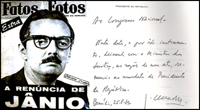 santosmarazul's tweet photo. Janio Quadros que se relegeu com slogan a que ´´iria varrer a corrupção do Brasil, na sua carta de renuncia fala das terriveis forças ocultas que queriam dominar o Brasil https://t.co/0BP1UmmwsN