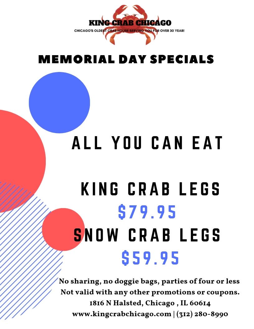 Check out our Memorial Day Specials

#memorialday #specials #seafood #chicago #crabhouse #foodie