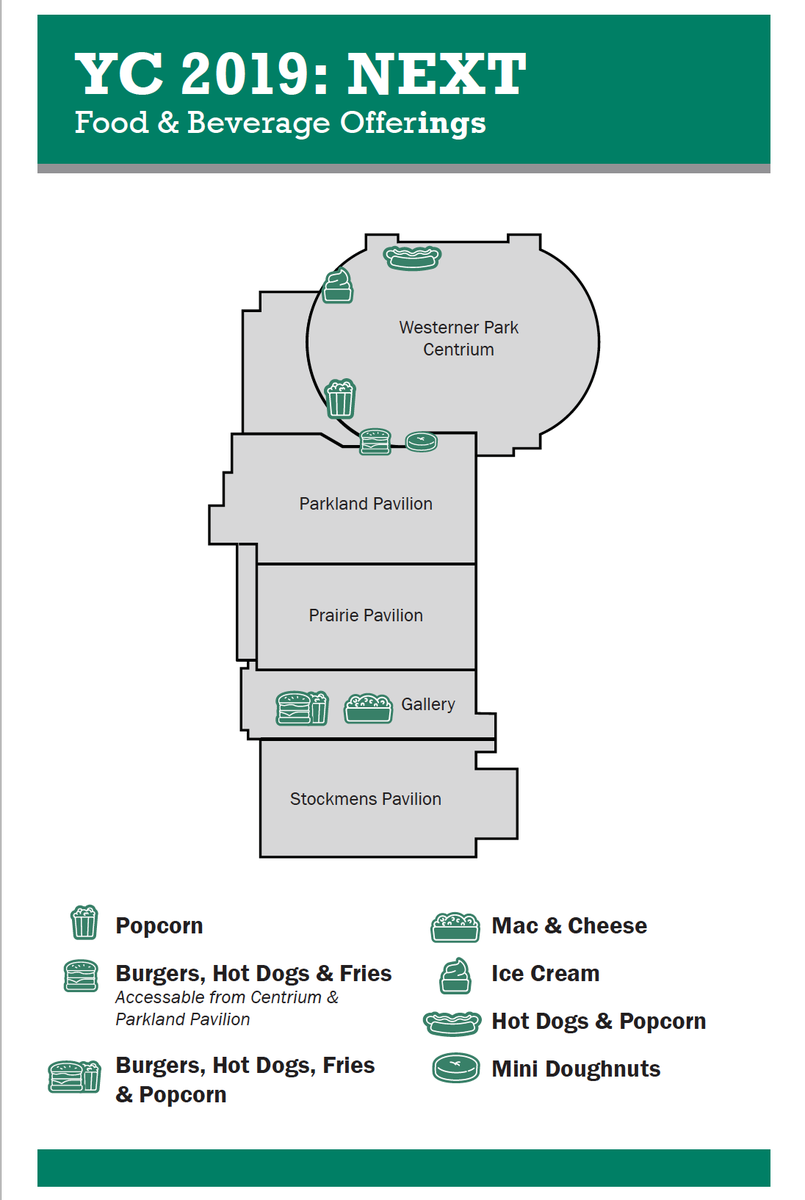 YC is only a couple days away!
We have some great concession options this weekend including food trucks that will be located in the parking lot. Take a look at the map below for more details.