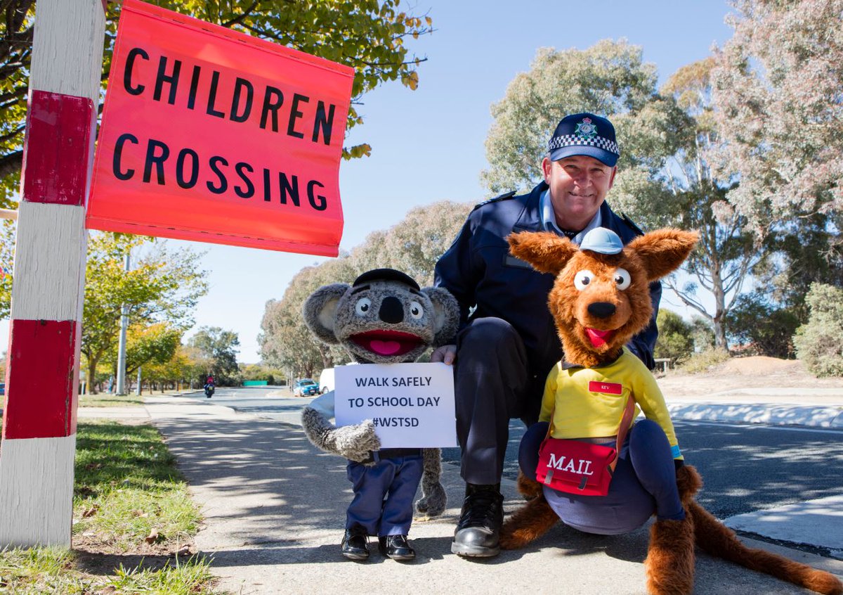ACTPolicing's tweet photo. This National Walk Safely to School Day is a great time to talk to your kids about getting to &amp; from school safely:

• Make sure you're always holding hands with an adult or are in a group
• Stop, look, listen, think &amp; walk 
• Only cross roads at designated crossings 

#WSTSD https://t.co/FpyRHfEtyd