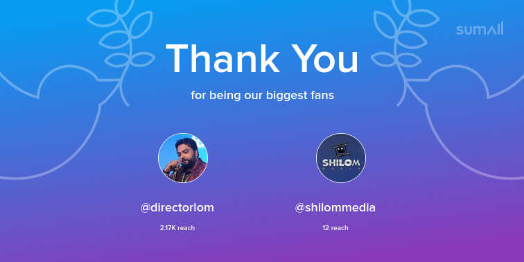 ShrutisriP's tweet photo. Our biggest fans this week: directorlom, shilommedia. Thank you! via https://t.co/GUzJ6NwSJa https://t.co/7mRYzUA08Z
