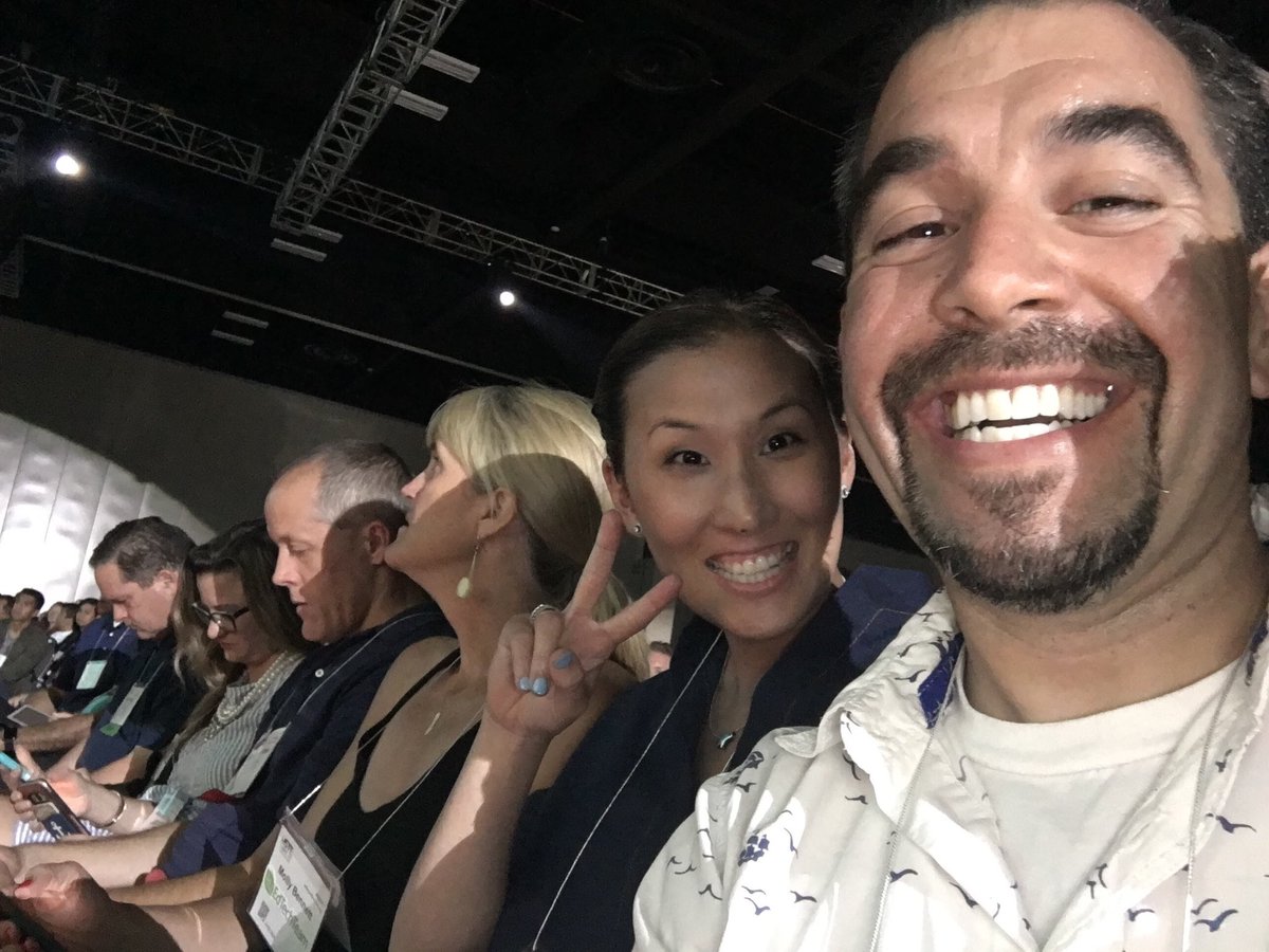 edtechchamp's tweet photo. What a blast from the past. I got such a thrill looking back at the ah-May-zing people I was able to meet at #ISTE17. #ISTEthrowback @billselak #iste19 #justwinbaby https://t.co/MfbWjSAjLP
